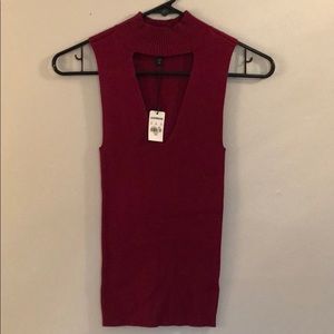 Mock Neck Peek-A-Boo Tank